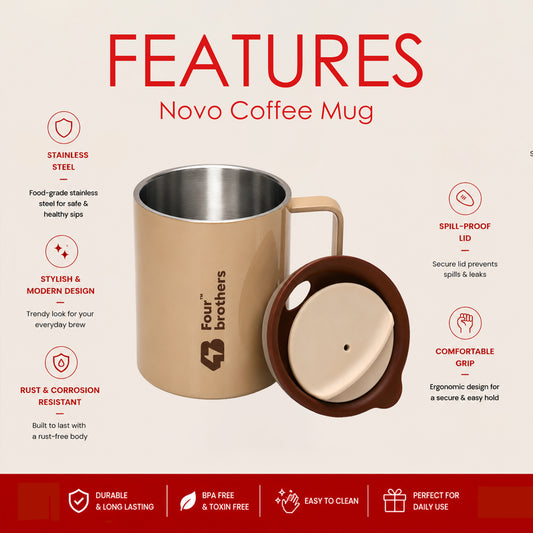 Novo Coffee Mug – Double Wall | 304 Stainless Steel (270ml)