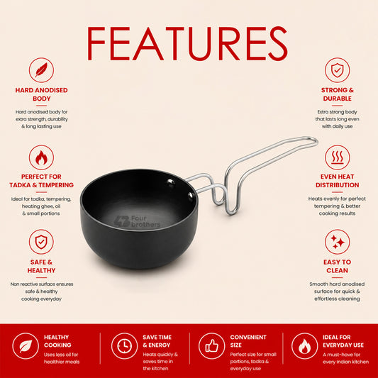 Vagaria Black Hard Anodised Tadka Pan