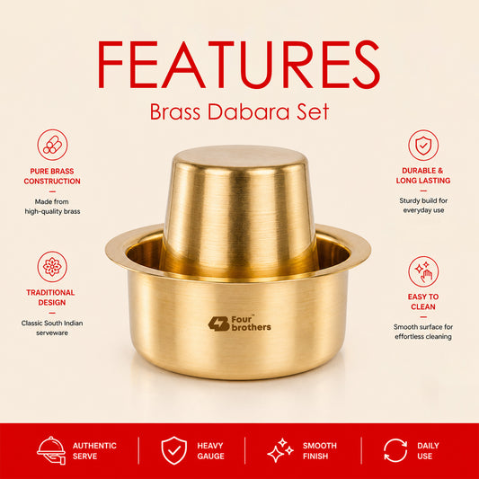 Traditional Pure Brass Coffee Dabra Set — Brew Kaapi The Authentic Way