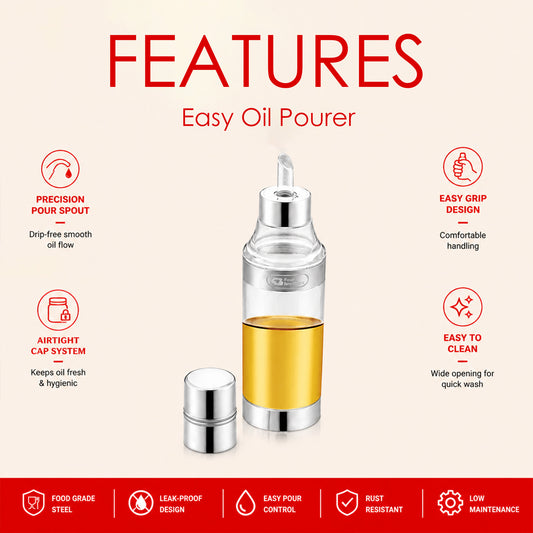 Easy Oil Pourer Bottle – Elegant, Spill-Free for Smart Cooking