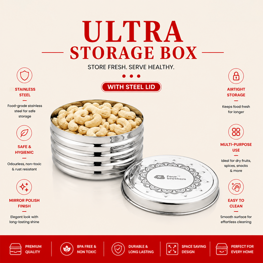 Ultra Storage Stainless Steel Box with Lid