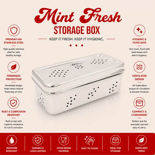 S.S Rectangle Air-Ventilation Fridge Storage Box – Large Sizes