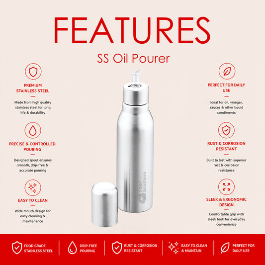 Stainless Steel Oil Pourer – Spill-Free, Rust-Proof Dispenser