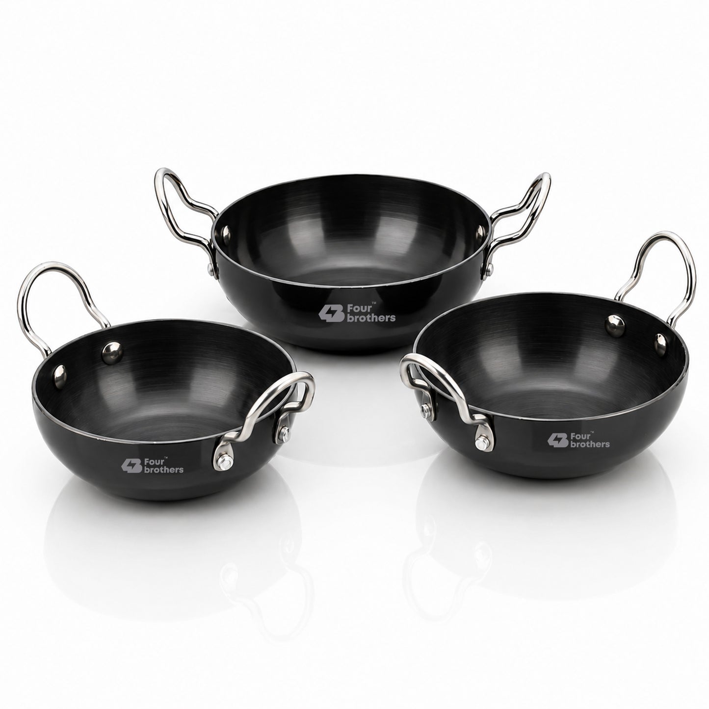 Hard Anodised Black Kadai 3Pcs Set