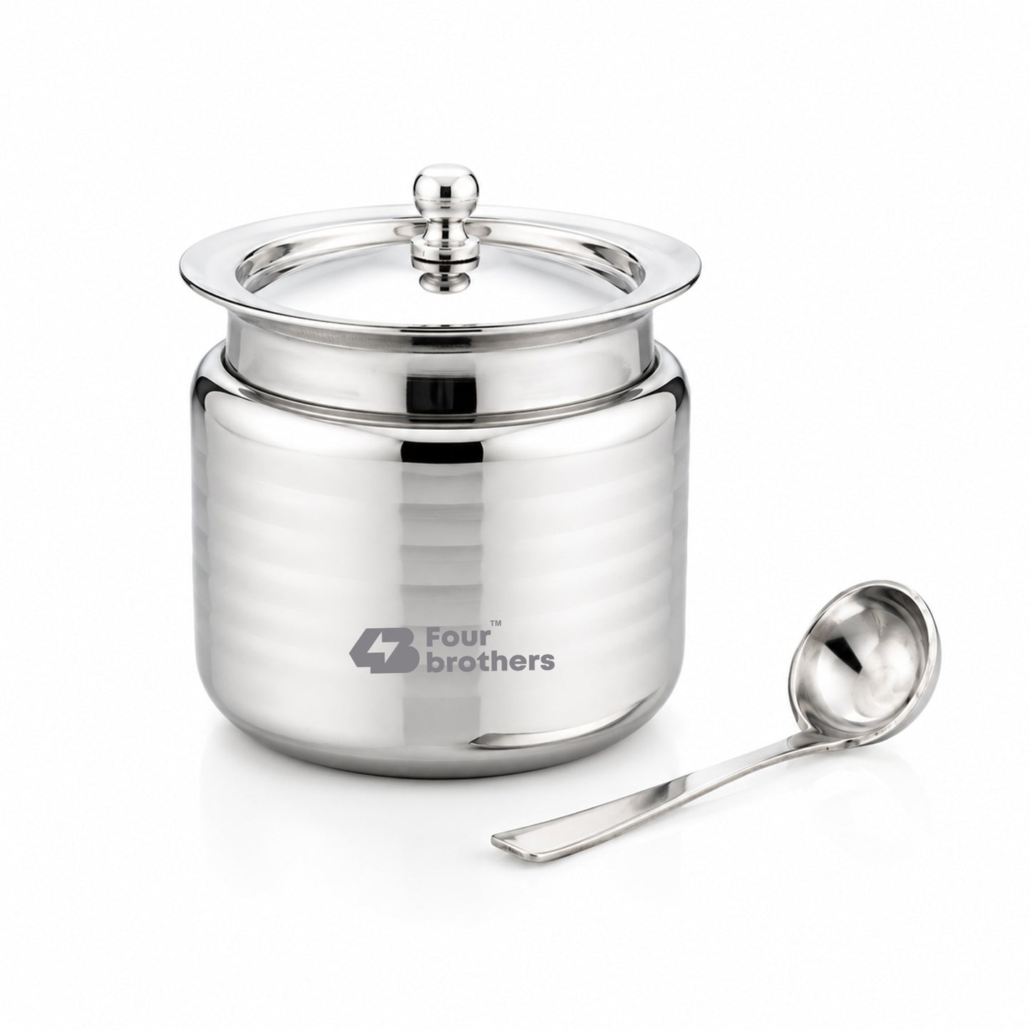 Lotus Stainless Steel Ghee Pot with Spoon