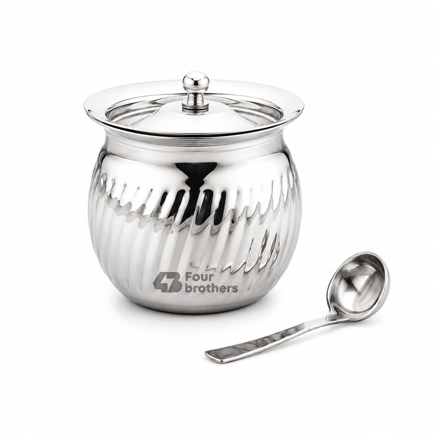 Rotary Stainless Steel Ghee Pot with Spoon