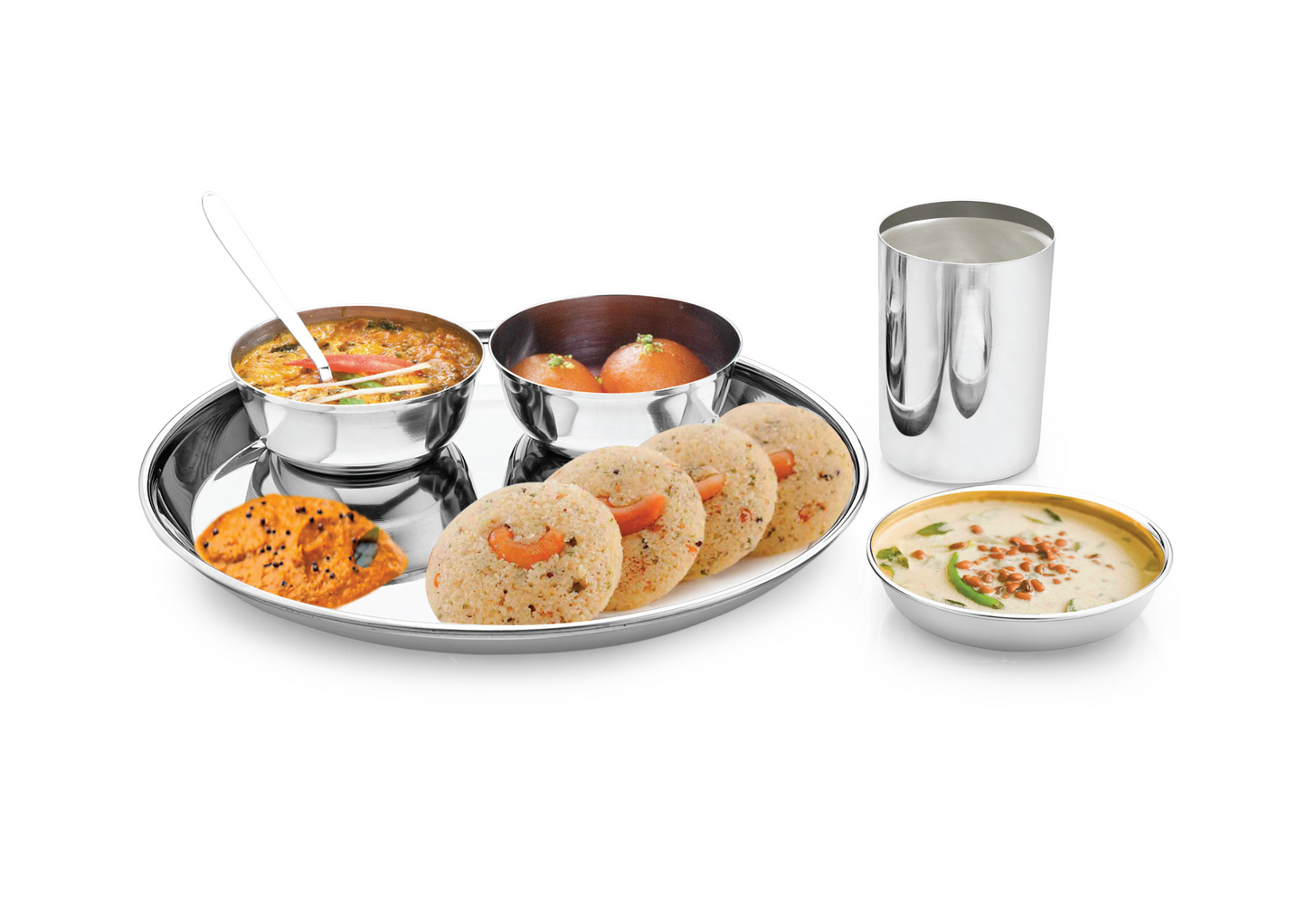 Stainless Steel Thali Set β Laser Print Finish