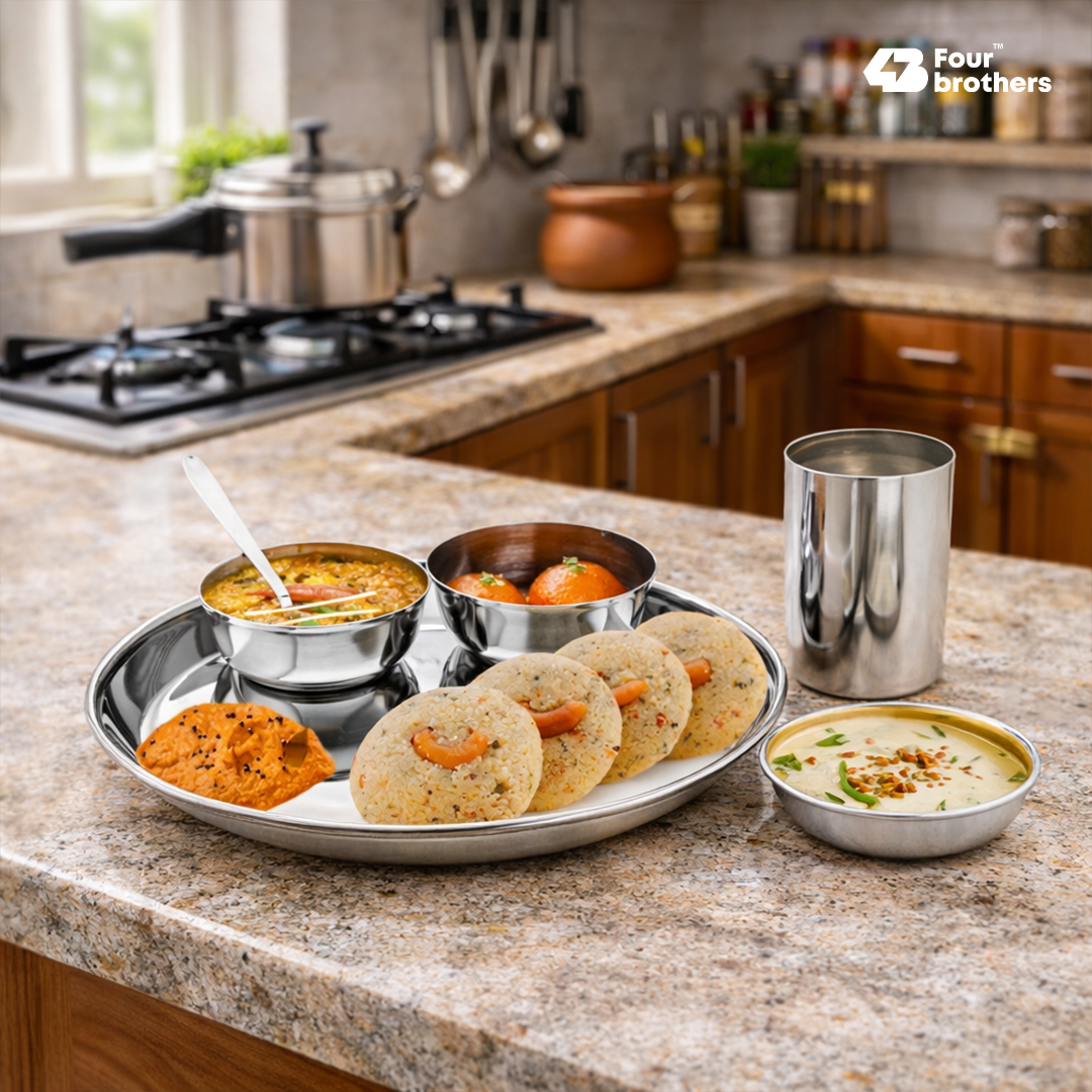 Mily Stainless Steel Thali Set – Regular Finish