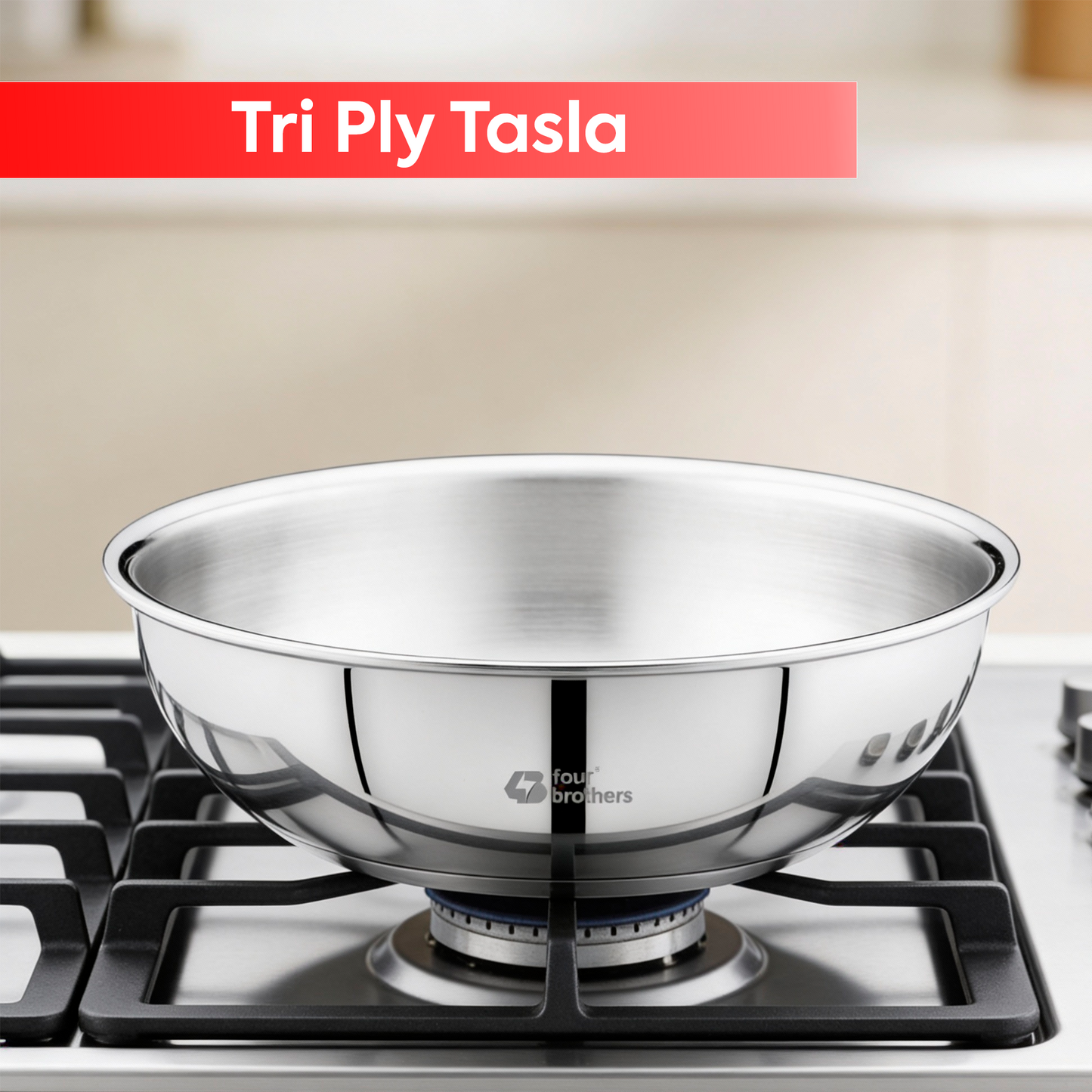 Triply Round Bottom Tasla with Lid – Gas Stove Only