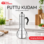 Puttu Kodam Stainless Steel Puttu Maker, Flat and Bulging | Four Brothers