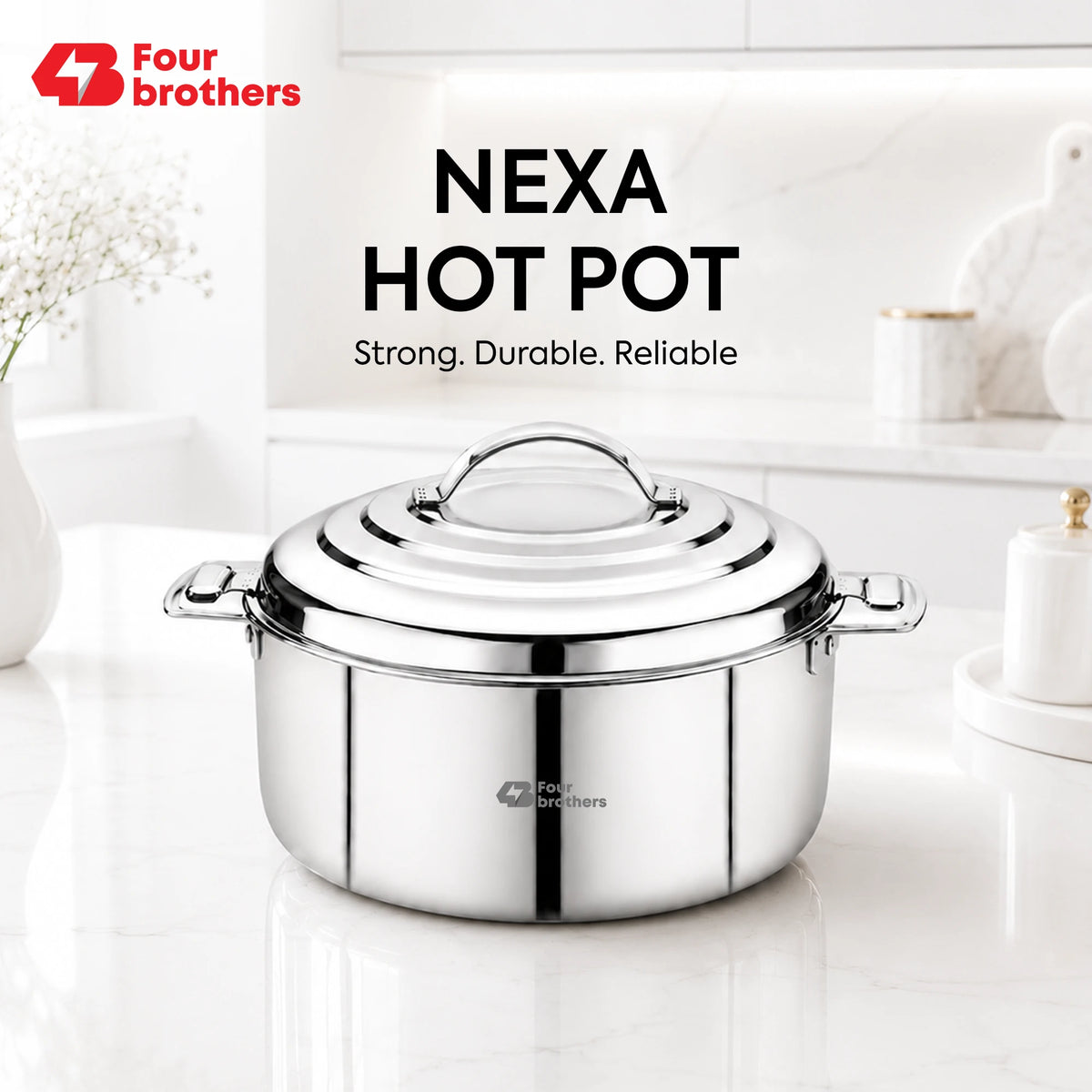 Nexa Hot Pot Stainless Steel Casserole, 1L to 10L | Four Brothers