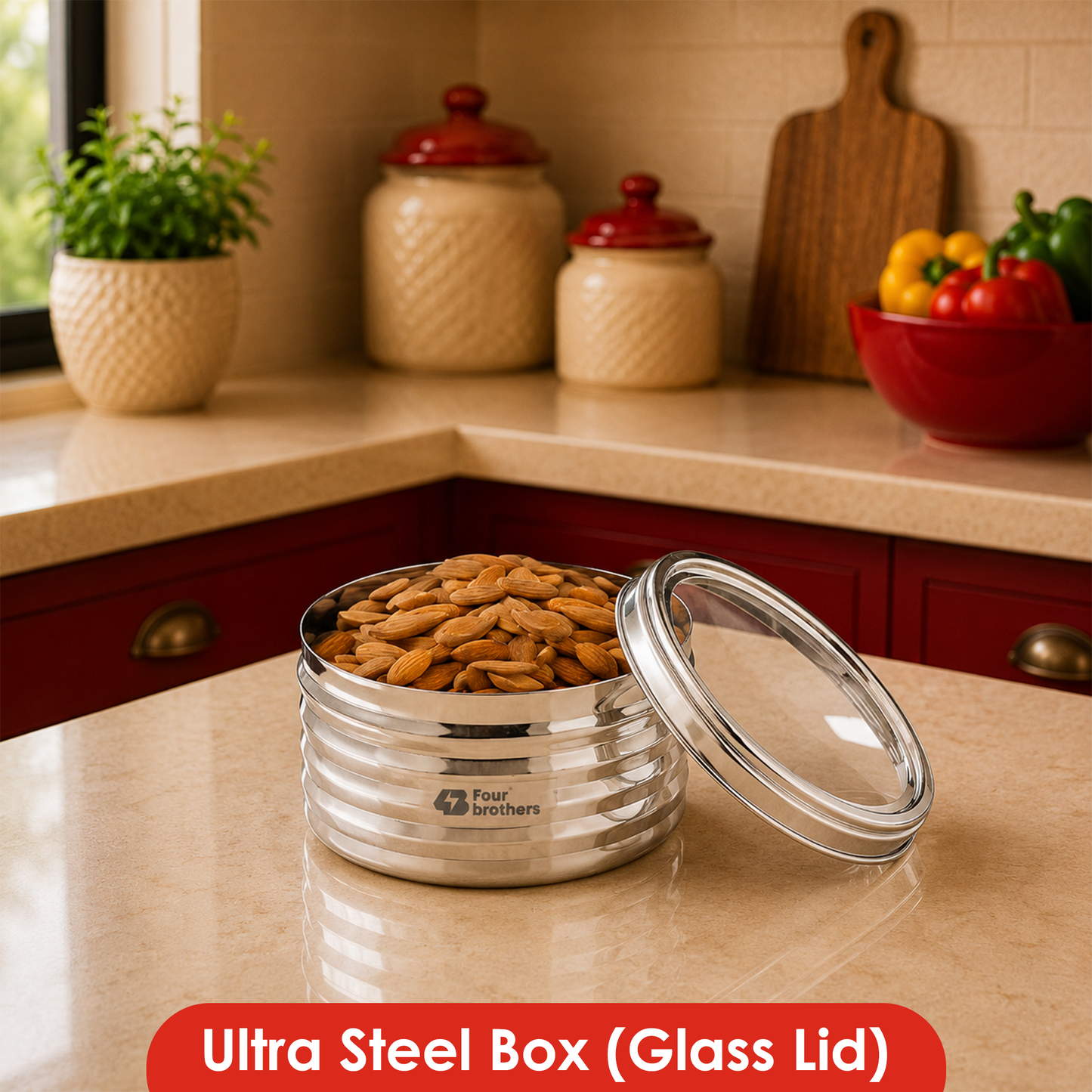 Ultra Storage Stainless Steel Box with See‑Through Lid