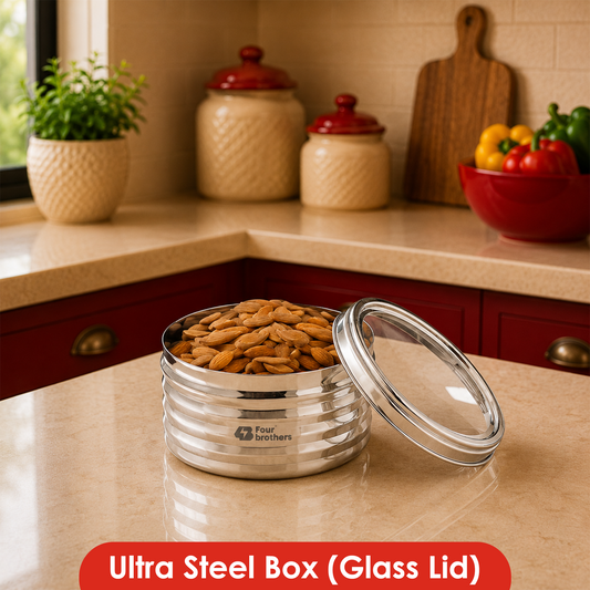 Ultra Storage Stainless Steel Box with See‑Through Lid