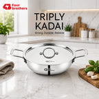 Triply Stainless Steel Kadai with Lid, Induction & Gas | Four Brothers