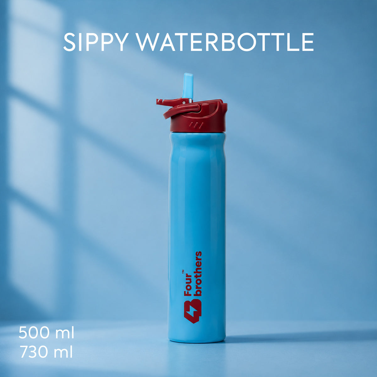 Four Brothers Stainless Steel Sipper Bottle ( Sippy ) – Single Wall, Leakproof Straw Water Bottle