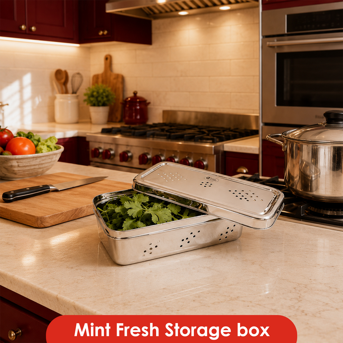 S.S Rectangle Air-Ventilation Fridge Storage Box – Large Sizes