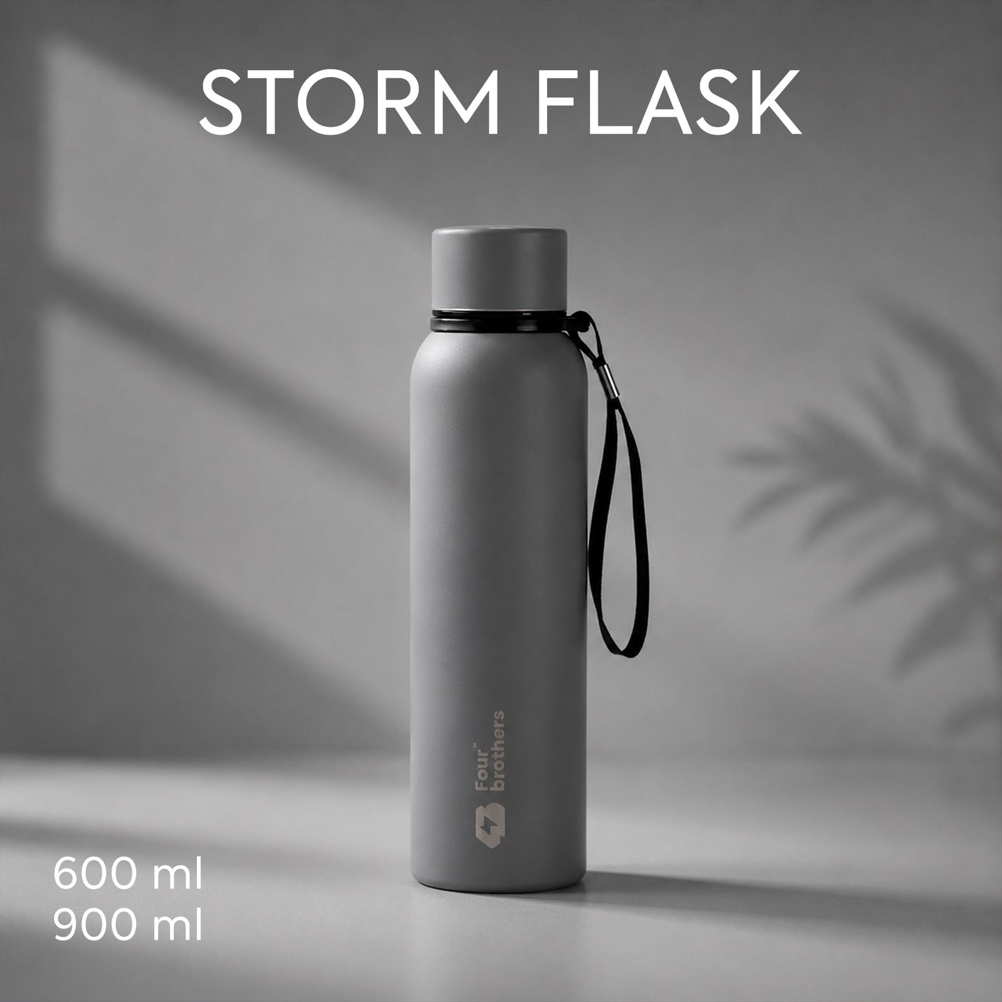 Four Brothers Insulated Water Bottle( Storm ) – 18Hr Hot & 24Hr Cold Stainless Steel Flask (Leakproof)