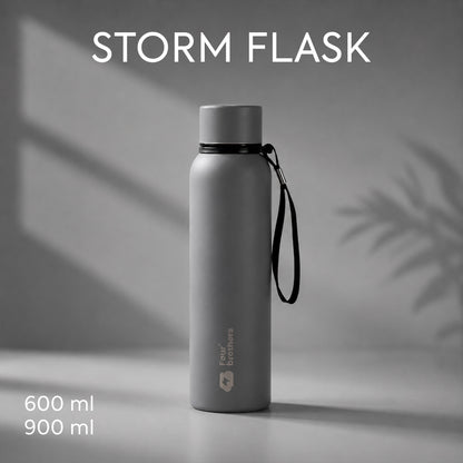 Four Brothers Insulated Water Bottle( Storm ) – 18Hr Hot & 24Hr Cold Stainless Steel Flask (Leakproof)