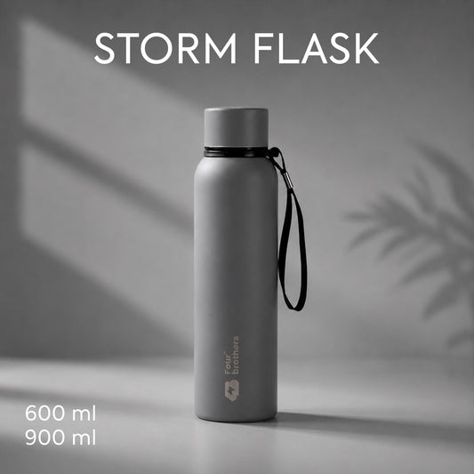Four Brothers Insulated Water Bottle( Storm ) – 18Hr Hot & 24Hr Cold Stainless Steel Flask (Leakproof)