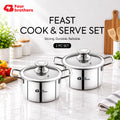 Stainless Steel Kadai with Glass Lid, 2 Pc Set (1.2Litres)