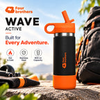Wave Active Hot and Cold Stainless Steel Straw Bottle 600ml Four Brothers