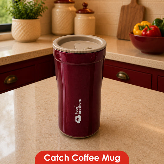 Catch Coffee Mug with Lid – Double Wall | 304 Stainless Steel (280ml)