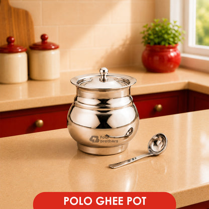 Polo Stainless Steel Ghee Pot with Spoon
