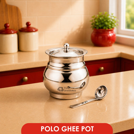 Polo Stainless Steel Ghee Pot with Spoon