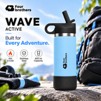 Wave Active Hot and Cold Stainless Steel Straw Bottle 600ml Four Brothers