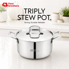 Tri-Ply Stainless Steel Stew Pot with Lid | Four Brothers