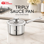 Stainless Steel Triply Saucepan with Toughened Glass Lid | Four Brothers