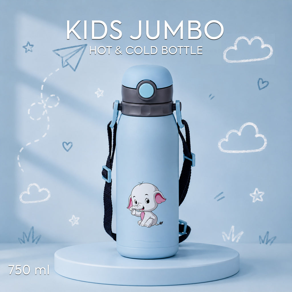 Four Brothers Kids Insulated Sipper Bottle - 750ml - 18Hr Hot & 24Hr Cold, Leakproof with Straw