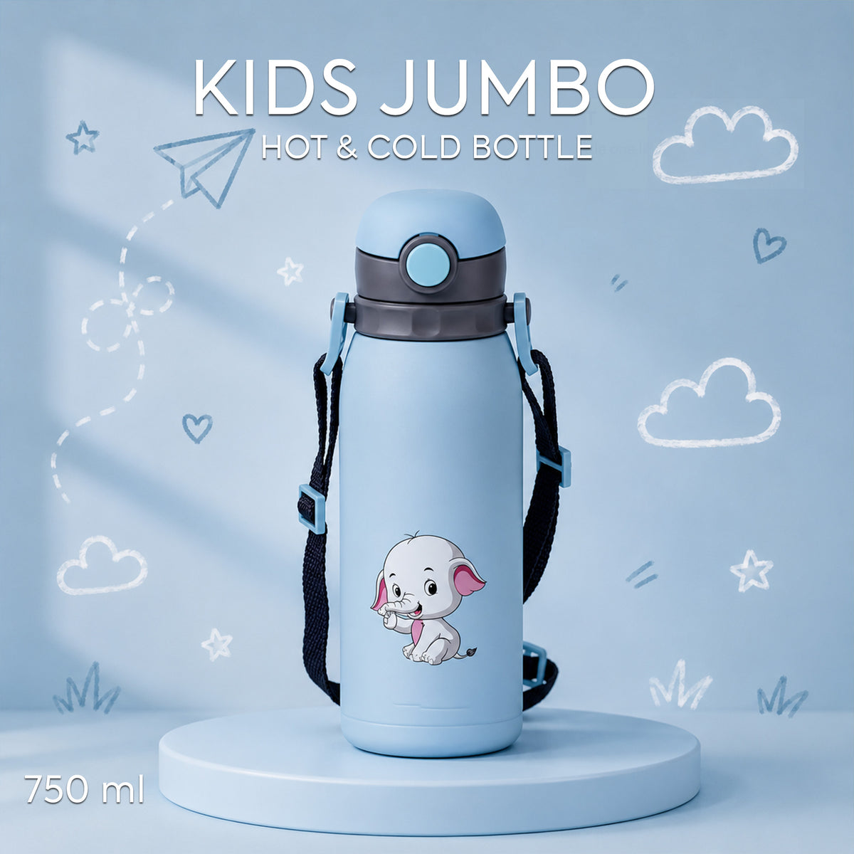 Four Brothers Kids Insulated Sipper Bottle - 750ml - 18Hr Hot & 24Hr Cold, Leakproof with Straw