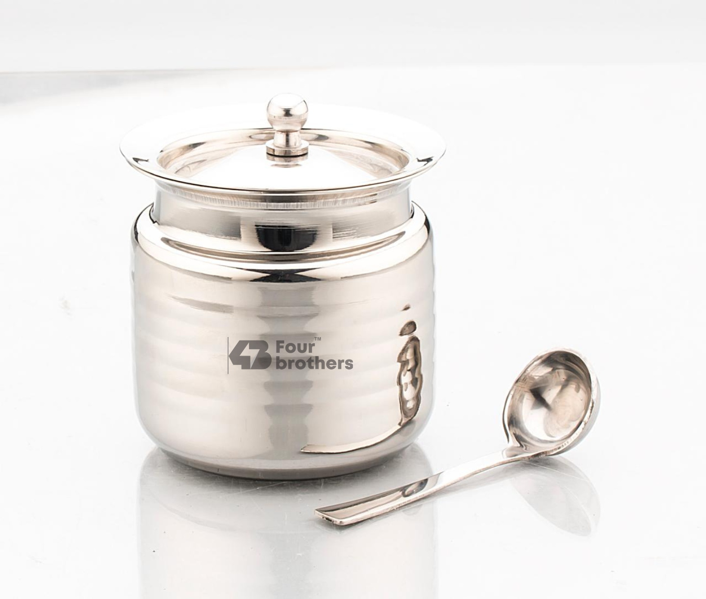 Lotus Stainless Steel Ghee Pot with Spoon