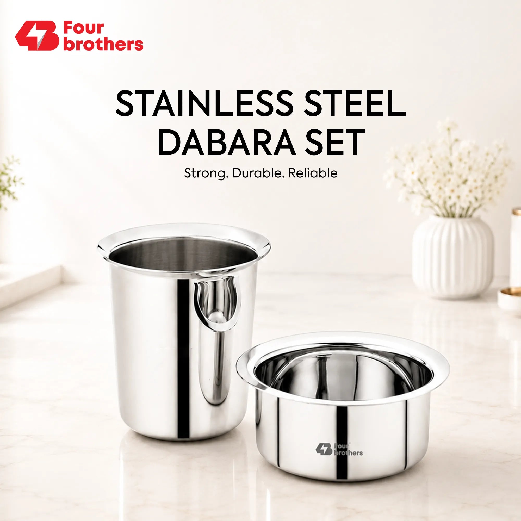 Traditional Stainless Steel Coffee Dubra Set | Four Brothers