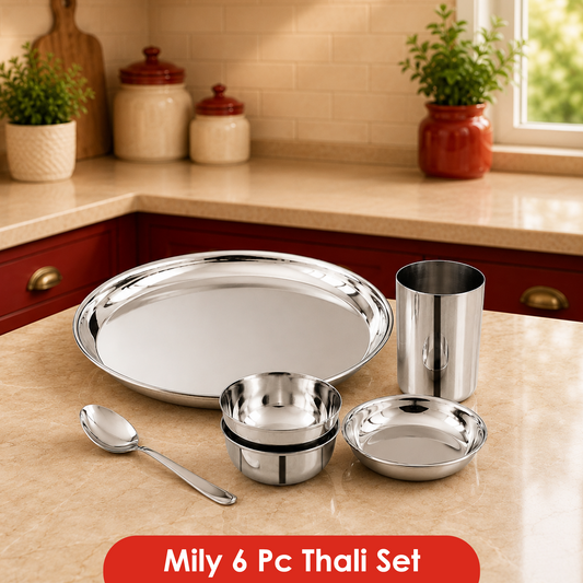 Mily Stainless Steel Thali Set – Regular Finish