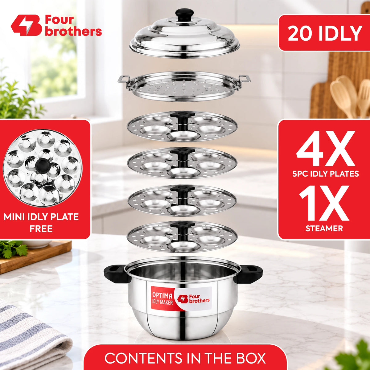 Optima Stainless Steel Idly Maker, Induction & Gas | Four Brothers