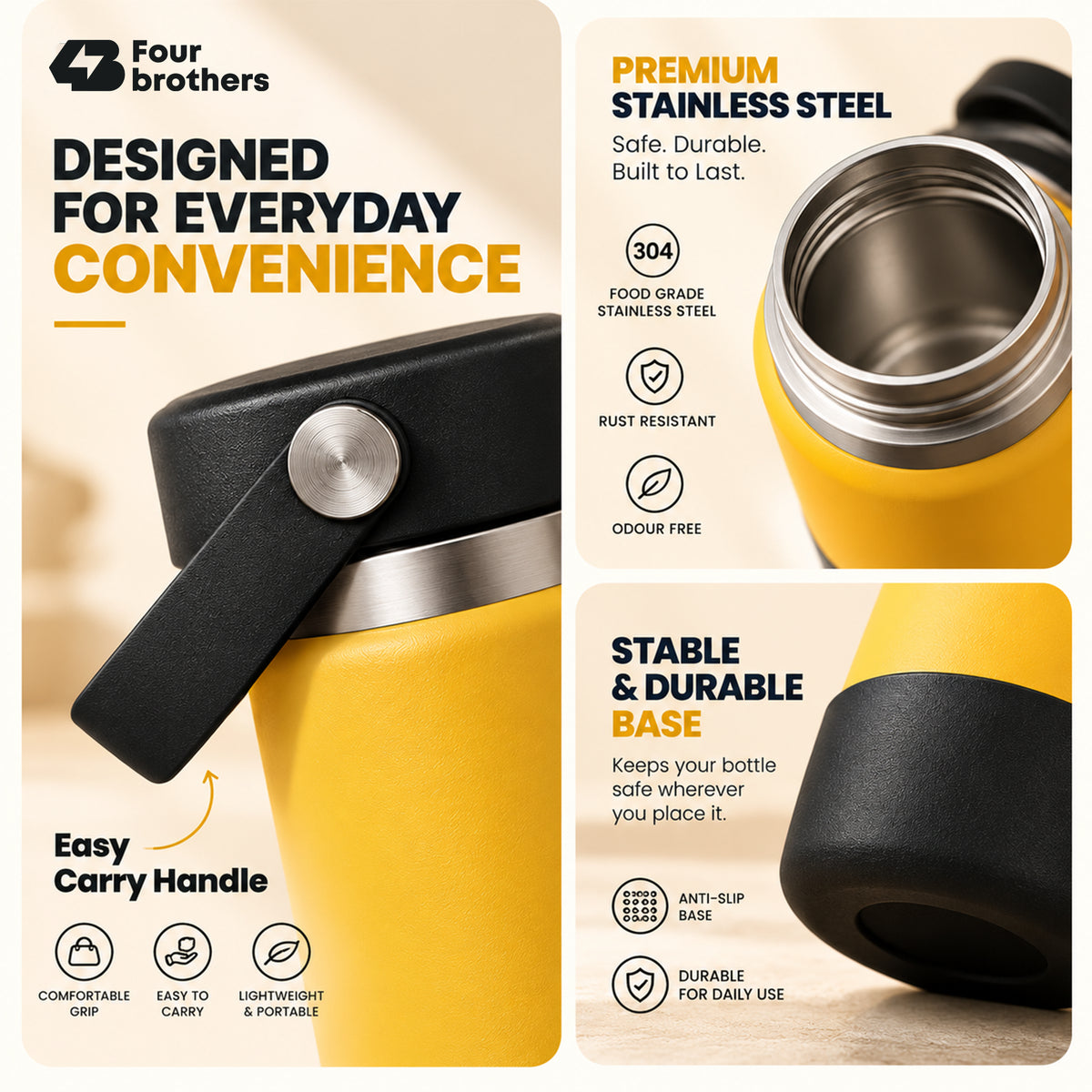 Wave Go Hot and Cold 304 Stainless Steel Wide Mouth Flask 380ml Four Brothers