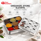 Matrix Stainless Steel Spice & Dry Fruit Box, 9 in 1 | Four Brothers