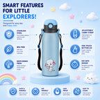 Four Brothers Kids Insulated Sipper Bottle - 750ml - 18Hr Hot & 24Hr Cold, Leakproof with Straw