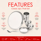stainless steel dinner thali set 6 Pcs.