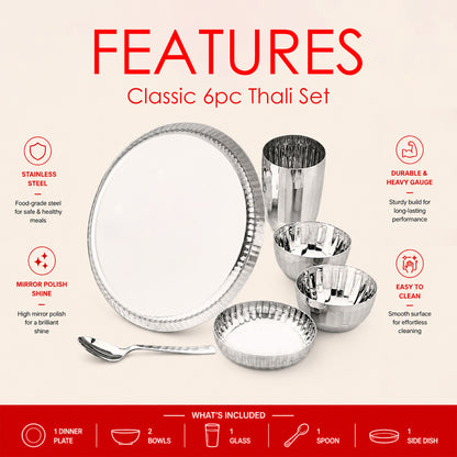 Classic Stainless Steel Thali Set – Regular Finish