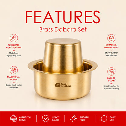 Traditional Pure Brass Coffee Dabra Set — Brew Kaapi The Authentic Way