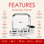 Square Thali Set 5 Piece Stainless Steel Four Brothers