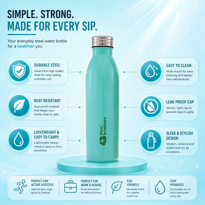 Four Brothers Stainless Steel Water Bottle ( Elite )– Single Wall, Leakproof, Lightweight