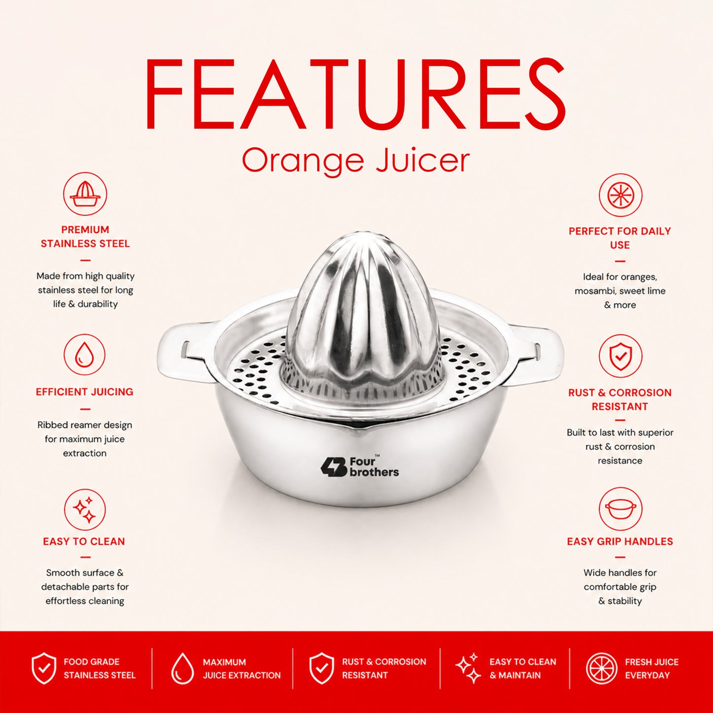 Four Brothers Stainless Steel Orange Juicer
