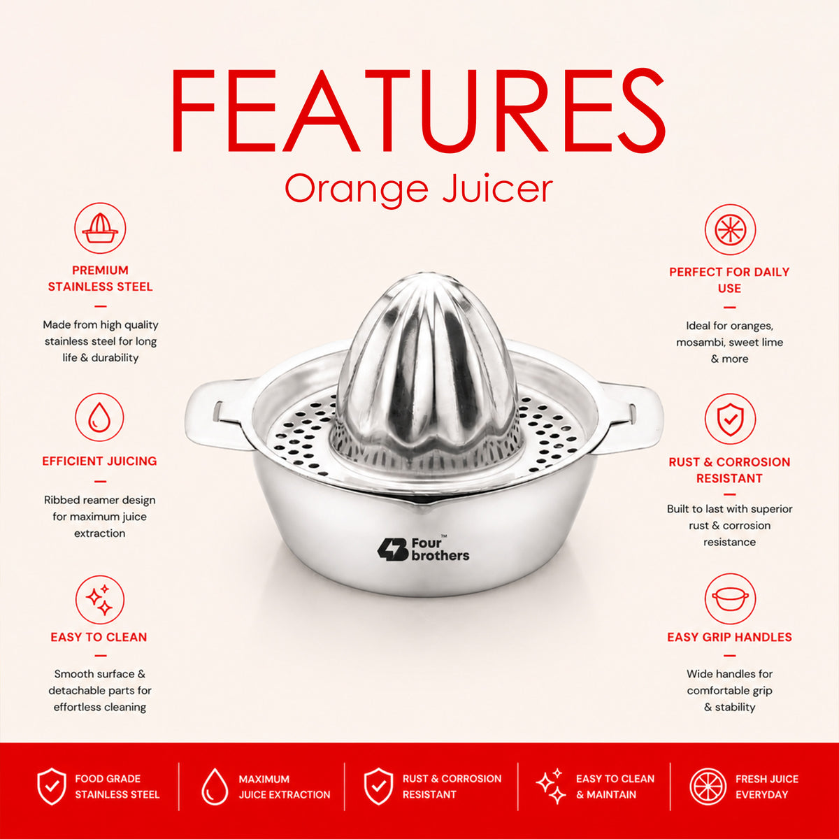 Four Brothers Stainless Steel Orange Juicer