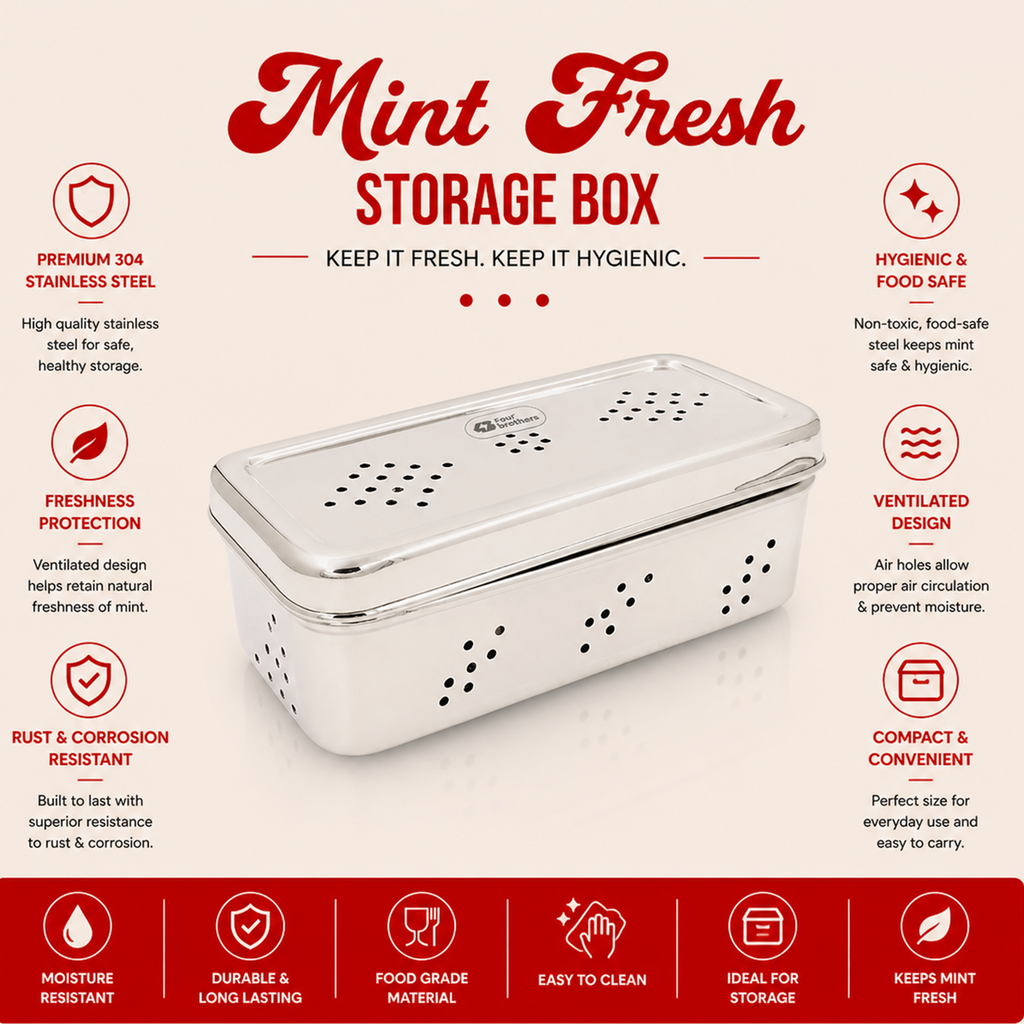 S.S Rectangle Air-Ventilation Fridge Storage Box – Large Sizes