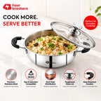 Stainless Steel Feast Kadai with Glass Lid (3 Litres) | Four Brothers