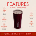 Catch Coffee Mug with Lid – Double Wall | 304 Stainless Steel (280ml)